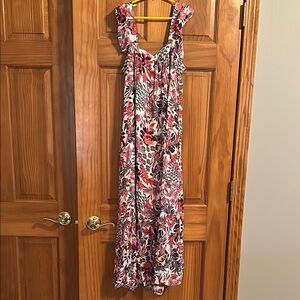 Floral Maxi Dress - pink and cream light weight great condition